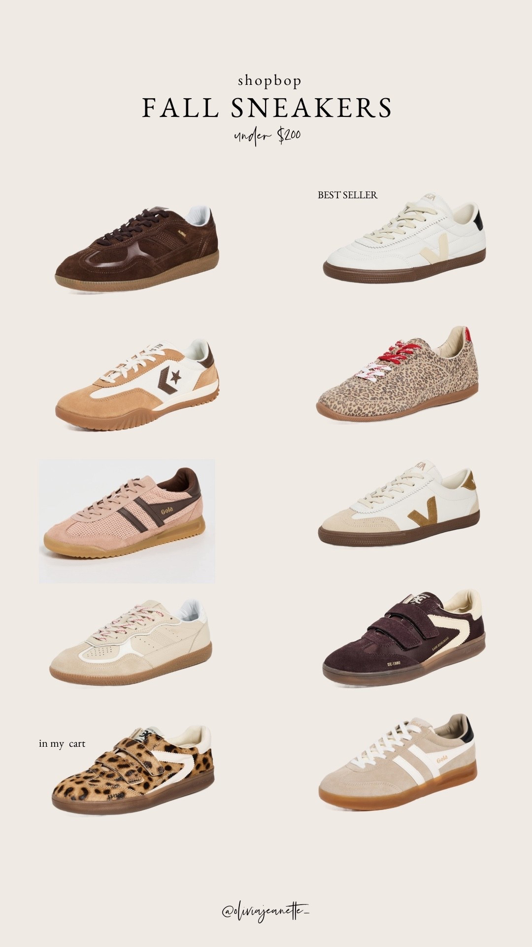 Fall sneakers under $200 from Shopbop. So many good pairs right now! Clean neutrals, retro runners, and a few fun prints. These are perfect with denim, casual dresses, or joggers for everyday fall outfits. The best seller is back in stock, and I added the leopard pair to my cart immediately.

Fall sneakers, casual style, Shopbop finds, Veja, Gola, fashion sneakers, under $200, neutral sneakers, everyday shoes

#ltkfallstyle #ltksneakers #ltkunder200 #shopbopfinds #fallfashionfinds #casualstyle #ltkshoecrush #fashionunder200 #everydaystyle #fallessentials