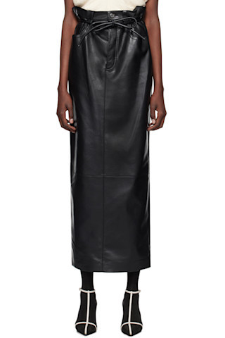 Black Regenerated Leather Maxi Skirt | SSENSE