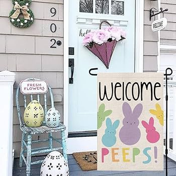 Welcome Easter Garden Flag Double Sided Vertical 12×18 Inch Bunny Banners Spring Yard Outdoor Fa... | Amazon (US)