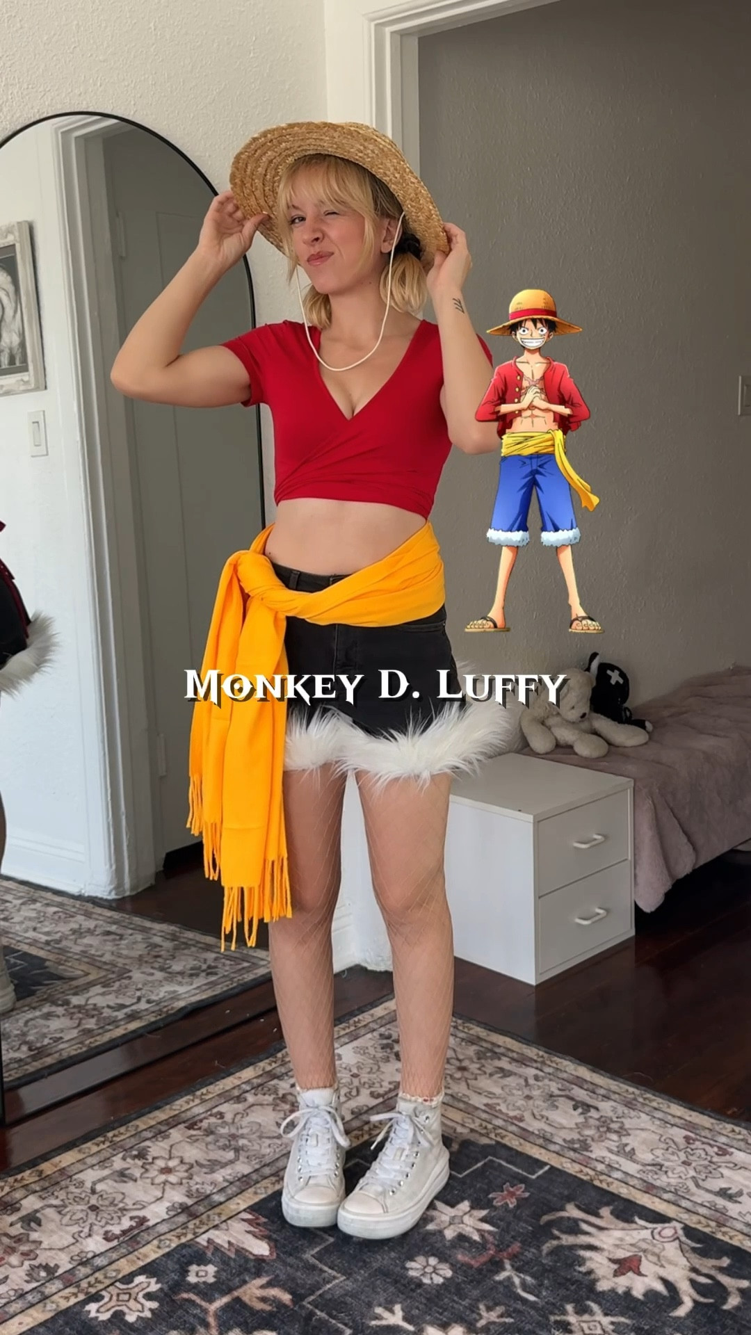 one piece anime inspired festival outfit  - monkey d. luffy 🏴‍☠️

my shorts are DIY! i linked the fur i sewed on 

#LTKFestival

#LTKFestival