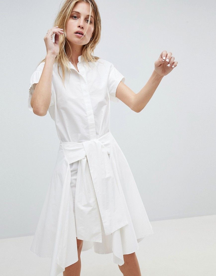 AllSaints Shirt Dress with Self Tie - White | ASOS US