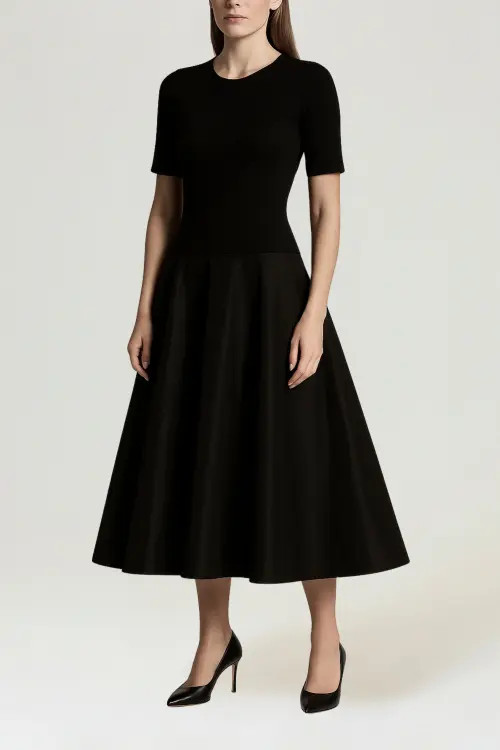 Nocturne Flared Midi Dress in Black at Nordstrom, Size Large Eu | Nordstrom