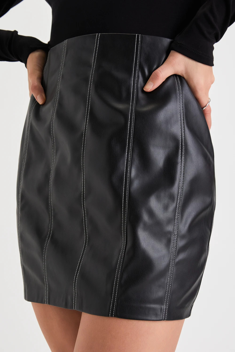 Edgy Icon Black Vegan Leather High-Rise Mini Skirt | Lulus (US)