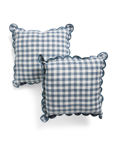 2pk 18x18 Indoor Outdoor Gingham Scalloped Pillows | Polyester | Marshalls