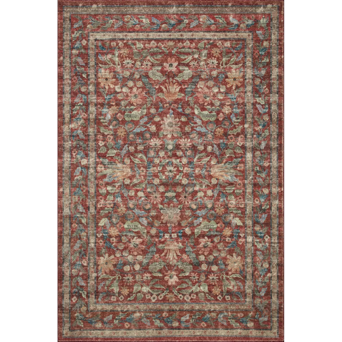 Rifle Paper Co. x Loloi Courtyard Crimson Area Rug feat. CloudPile | Wayfair North America