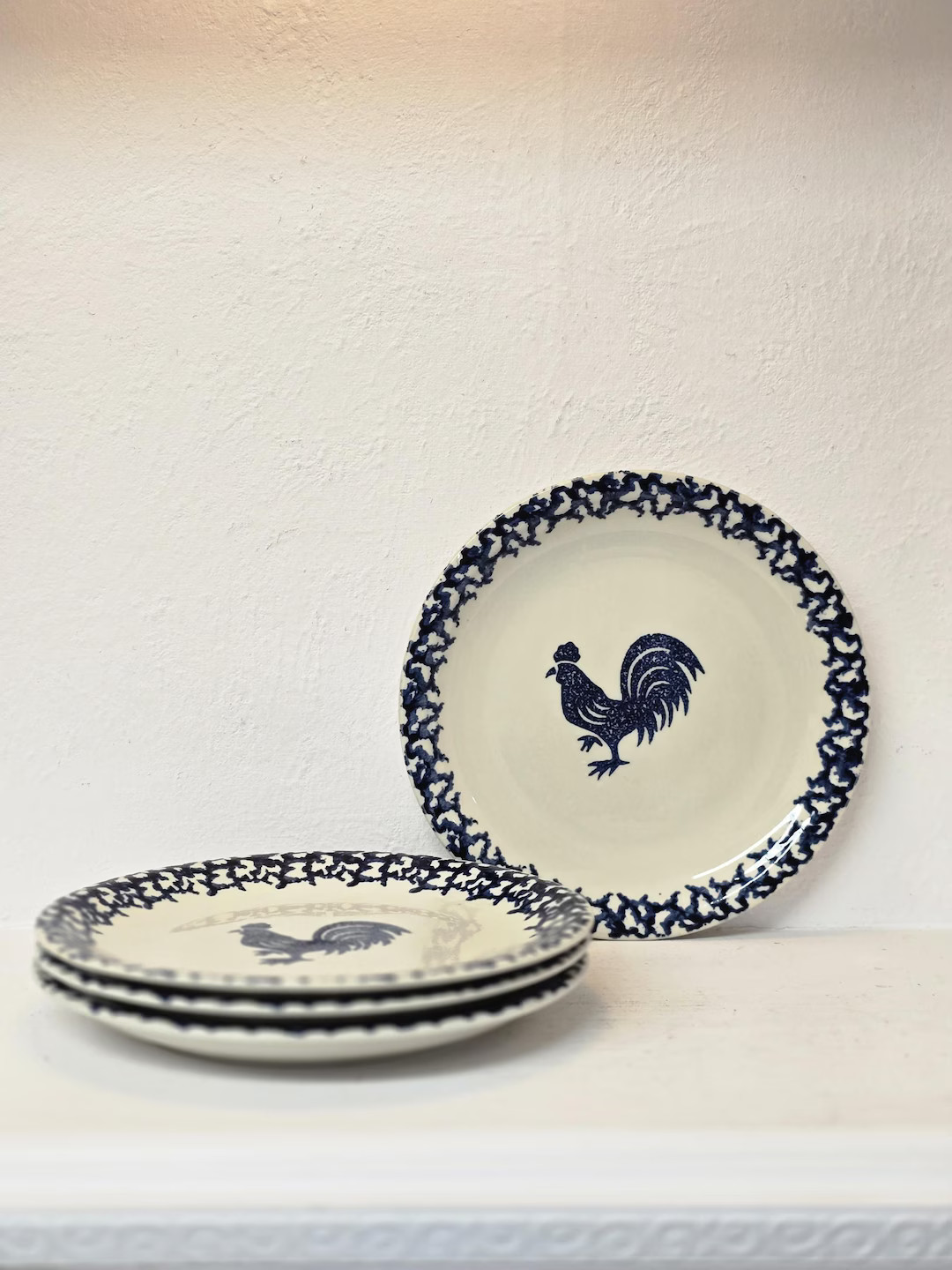 Vintage Tienshan Rooster Plates Set of 4 – Blue & White Folk Craft Stoneware – Farmhouse Coun... | Etsy (US)