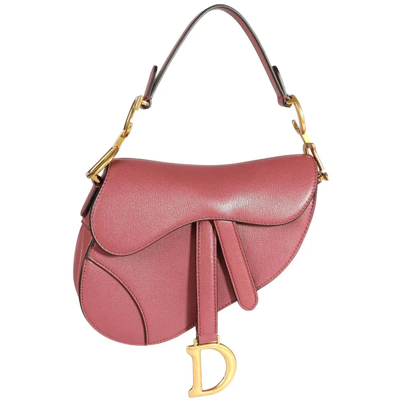 Dior Mallow Rose Shiny Goatskin Leather Mini Saddle Bag with Shoulder Strap | 1stDibs