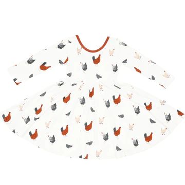 Long Sleeve Twirl Dress in Chick | Kyte BABY