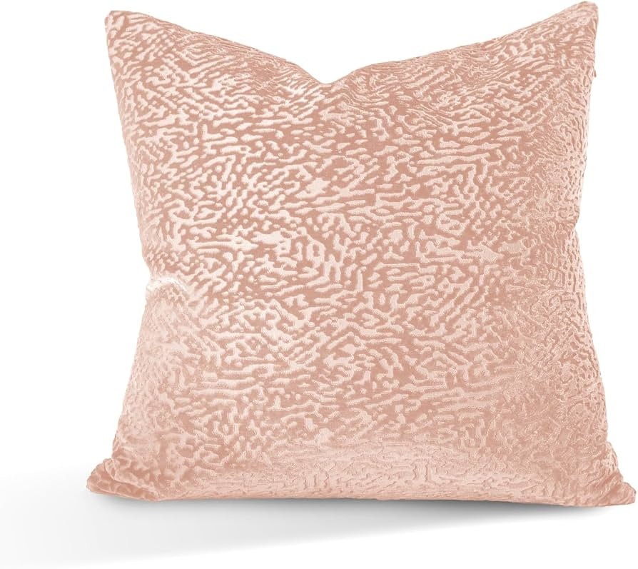 Austin Horn Classics Floral Pattern Cut Velvet Pillow Cover Only Set of 2 Blush 20"X20" | Amazon (US)