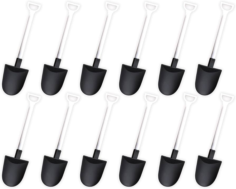 CXP Good Goods Mini Shovel Shape Spoons,Disposable Plastic Dessert Spoon (60 Pcs), Black,white | Amazon (US)