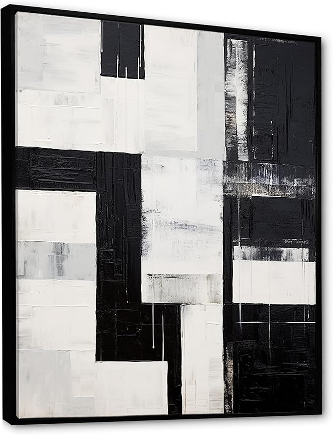 DesignQ Abstract Shapes Black Framed Wall art decor, Abstract Shapes Wall Art, Echoes Of Abstract... | Amazon (US)