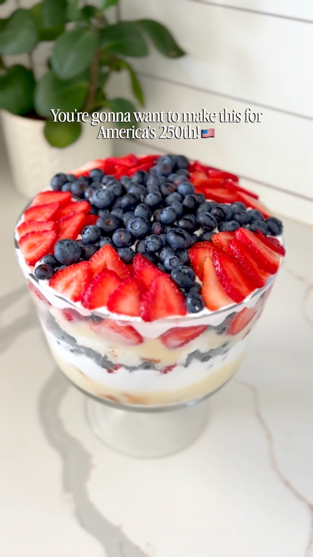 🧨You’re gonna want to make this 4th of July Crowd Fave!🇺🇸🍓🫐🍰 This trifle is delicious, easy to make and oh so festive! See the full recipe below and save it or share with a friend!❤️

Angel Food Cake (I used store bought!)
2 boxes Cheesecake Instant Pudding
Large Tub Cool Whip (thawed)
Strawberries
Blueberries

1. Using half of the angel food cake, tear into bite-size pieces and press into the bottom of trifle bowl. 
2. Mix one box of pudding and pour on top of cake before it sets. 
3. Add a layer of cool whip.
4. Add a layer of berries, making sure you put them against the sides of the dish too!
5. Layer other half of cake.
6. Layer other box of pudding.
7. Layer berries, reserving enough for the top.
8. Layer remainder of cool whip.
9. Using a knife, draw a star design on top of trifle.
10. Put blueberries inside the star trying to cover as much cool whip as possible.
11. Slice strawberries into triangles and fill in remaining white space.
12. Enjoy! Happy 250th Birthday America!🇺🇸

#LTKfoodie #LTKvlog #LTKSeasonal
