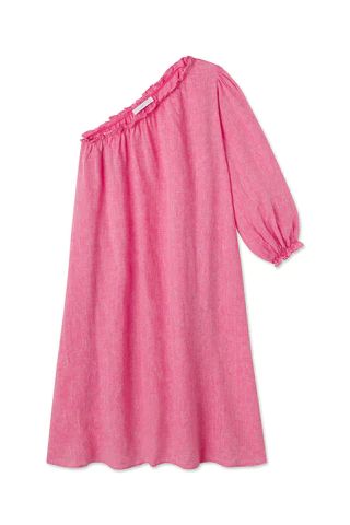 Milly Midi Dress in Zinnia Linen | Lake Pajamas
