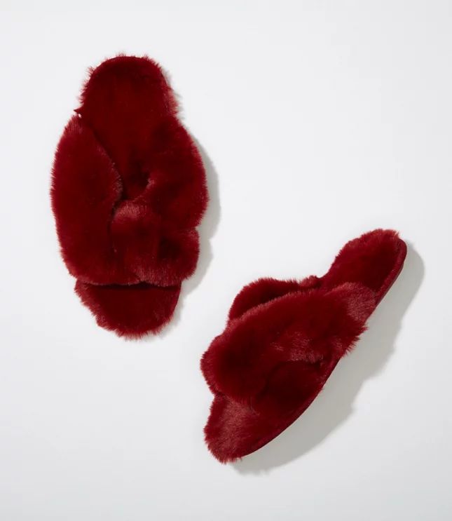 Criss Cross Faux Fur Slippers | LOFT