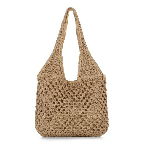 Oweisong Large Straw Beach Bag for Women Handmade Woven Raffia Tote Hobo Summer Shoulder Bag Vacation Handbag | Amazon (US)