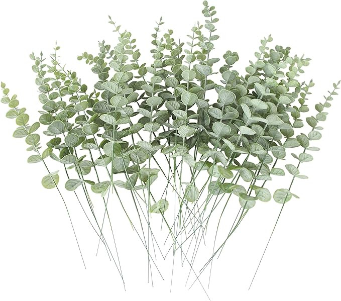 Tiyard 36pcs Artificial Eucalyptus Leaves Stems Real Grey Green Touch Leaf Branches for Home Offi... | Amazon (US)