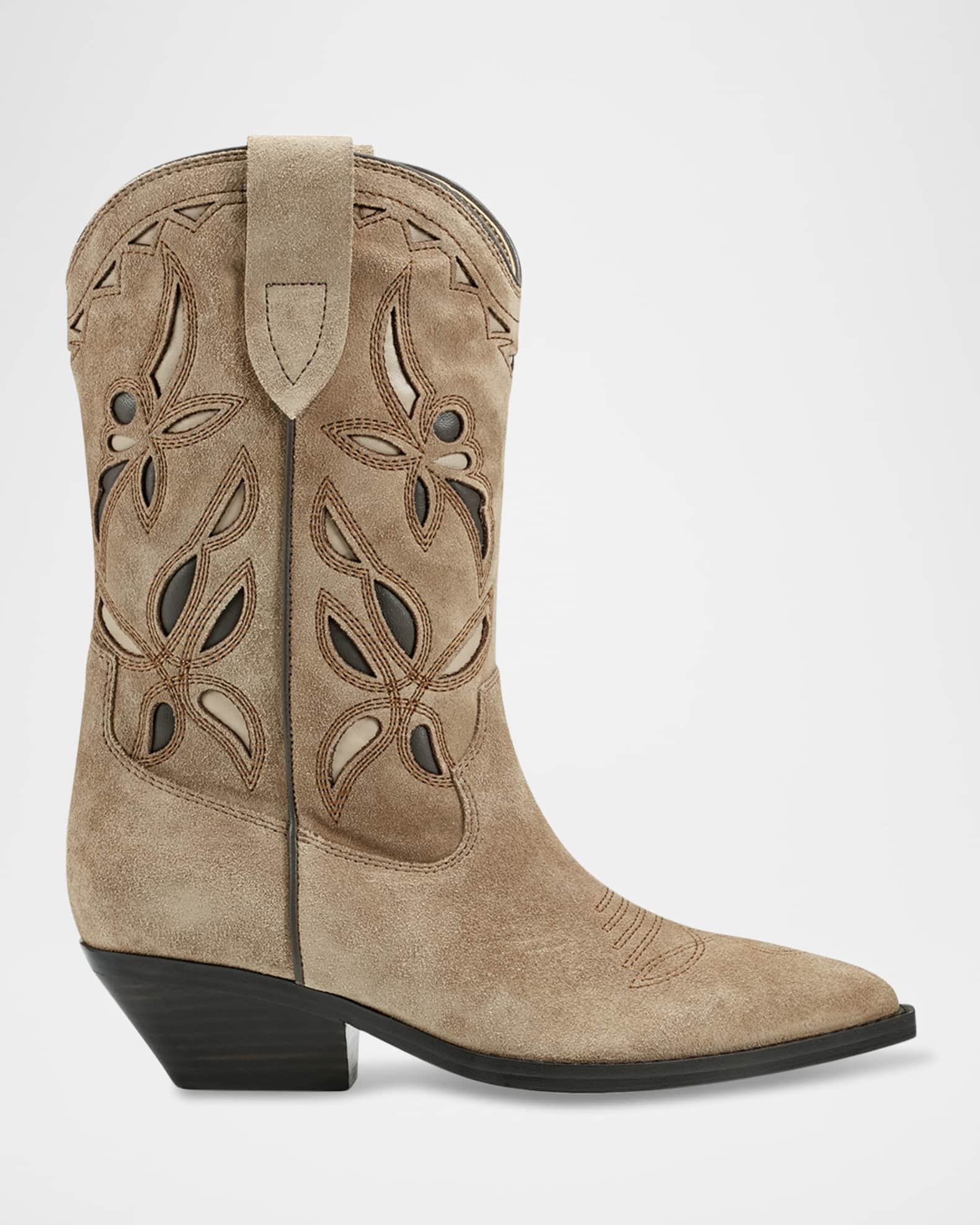 Western Suede Cutout Cowboy Boots | Neiman Marcus