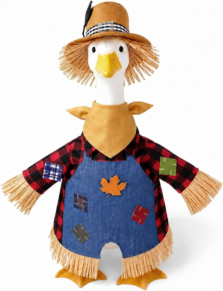 Complete Scarecrow Goose Outfit with Hat & Scarf. Vibrant Autumn Harvest, Thanksgiving & Hallowee... | Amazon (US)