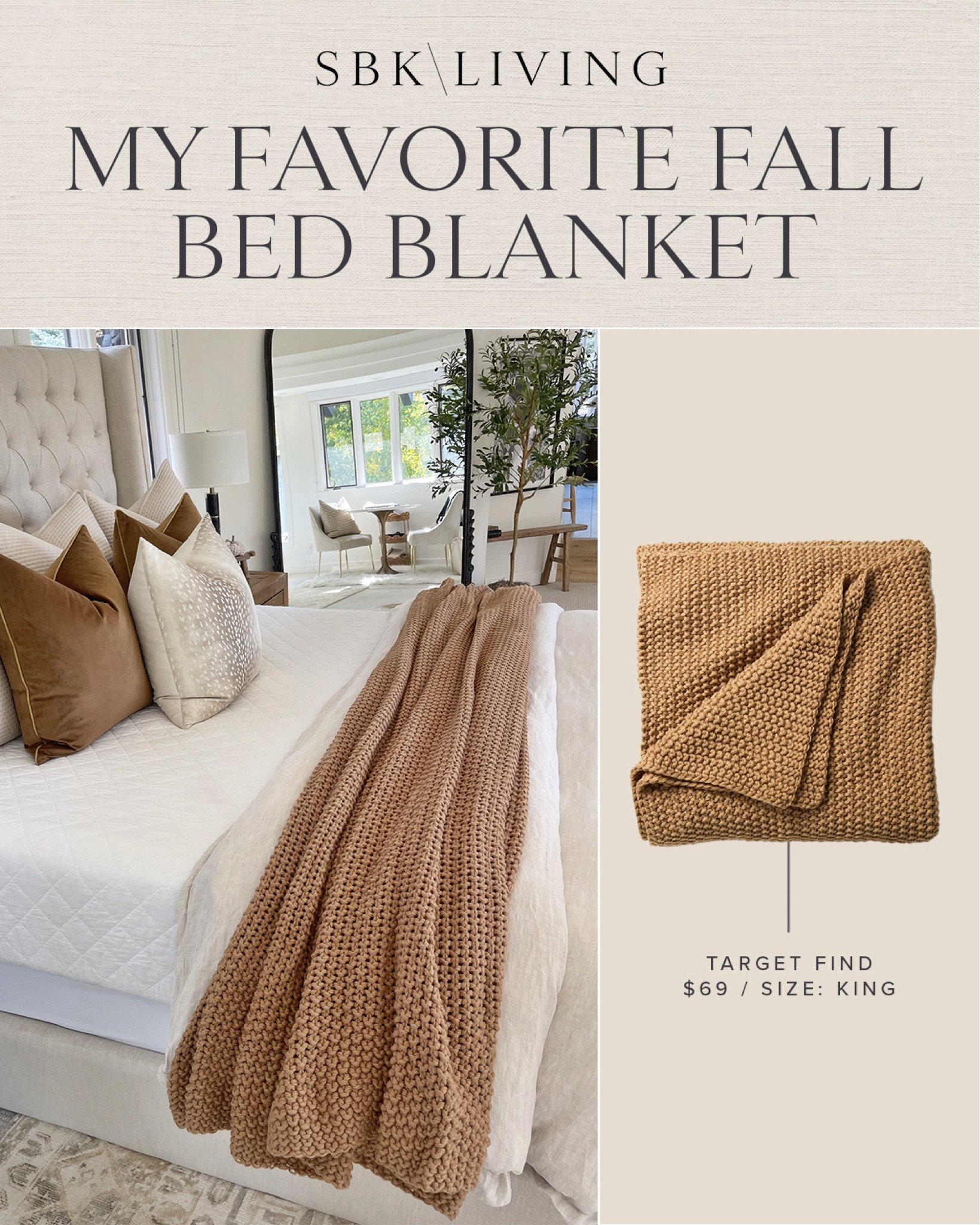 HOME \ my favorite fall bed blanket🤎 Target find! King is $69 / color: warm brown

Bedding
Bedroom decor 

#LTKSeasonal #LTKHome #LTKFindsUnder100