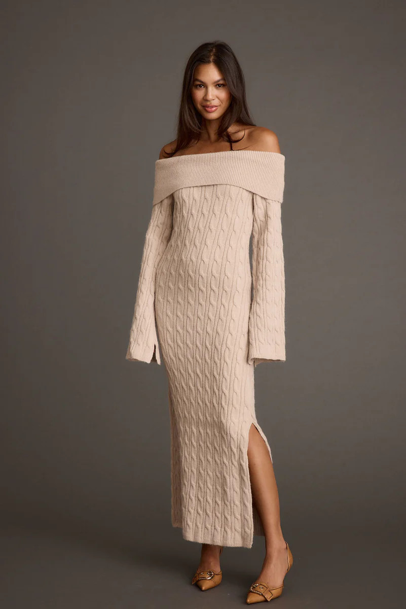 Rhiannon Dusty Rose Sweater Maxi Dress | 12th Tribe