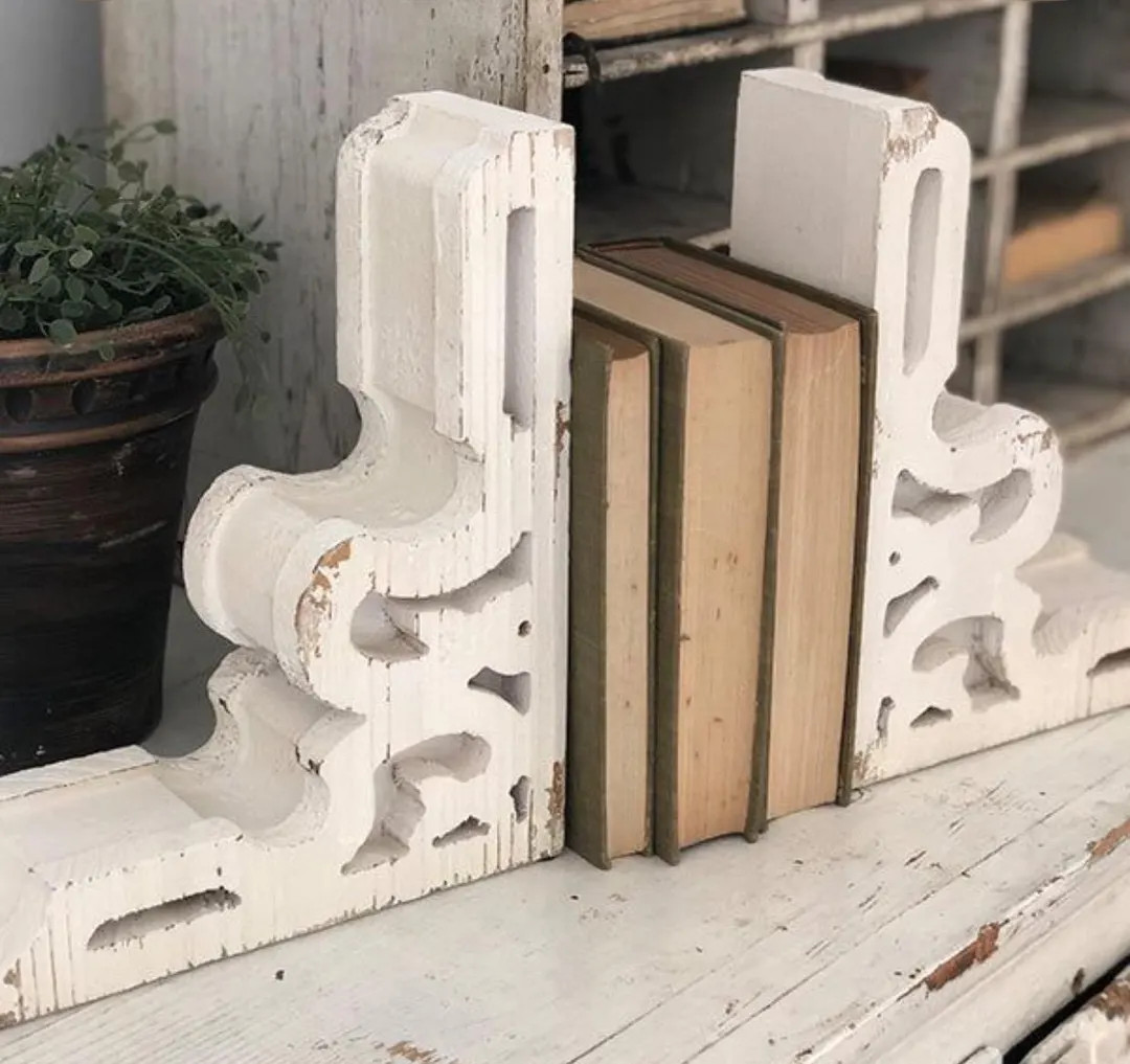 Set of 2 Vintage Handmade White Wooden Corbels, Distressed Solid Wood - Etsy | Etsy (US)