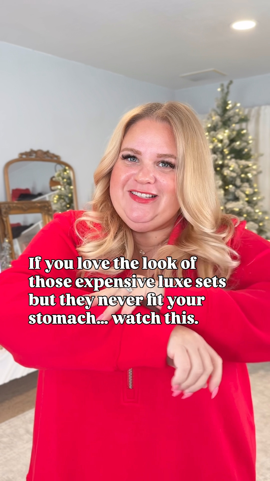 A lot of those “luxe” matching sets look amazing online until you try them on and realize they weren’t made for a real stomach. This one actually is. The fabric is soft, thick, and smooth, the red is insane, and it goes up to a size 30 without fighting your body.

If you’ve got a friend who loves a rich-looking matching set but doesn’t want to spend rich-set money, this is a solid gift. It looks expensive, it feels expensive, but it’s priced like someone actually thought about real people and real budgets.

#LTKPlusSize #LTKHoliday #LTKGiftGuide