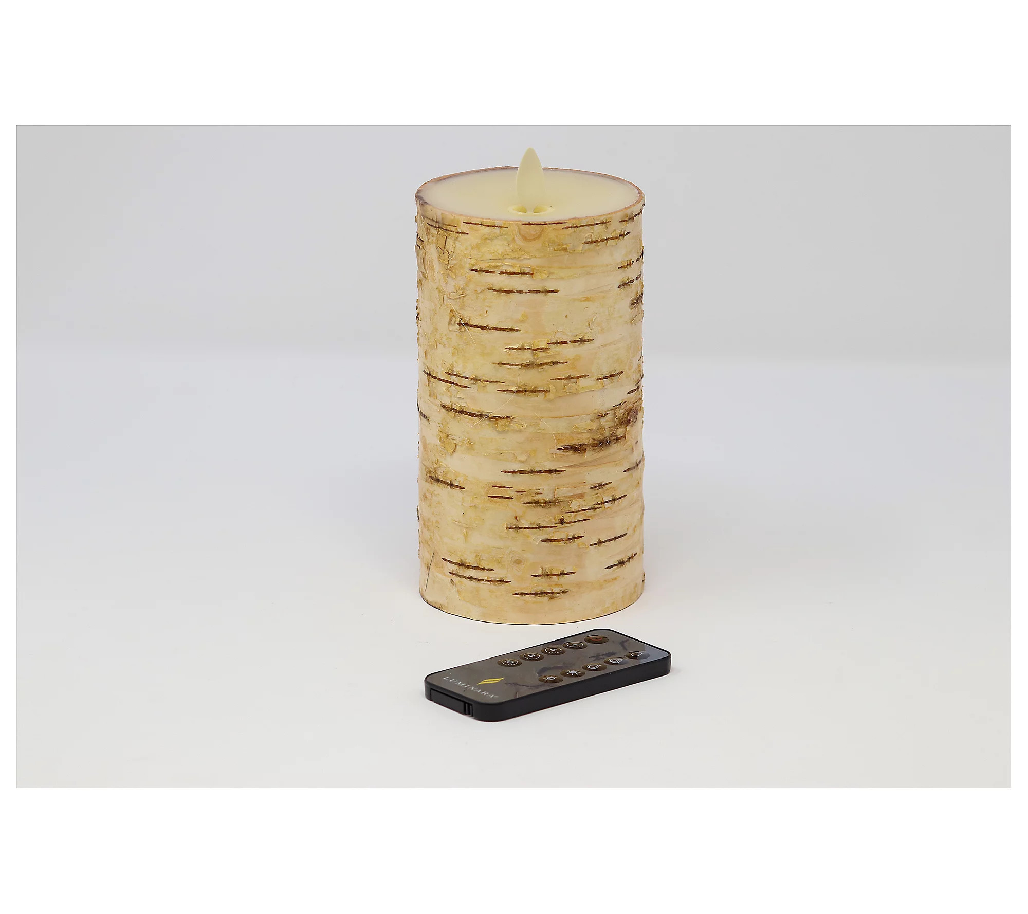 Luminara 6"" Tall Birch Bark Flameless Candle wi th Remote | QVC