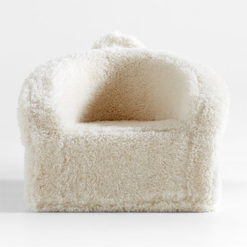 Large Cream White Mongolian Faux Fur Kids Lounge Barrel Chair | Crate & Kids | Crate & Barrel