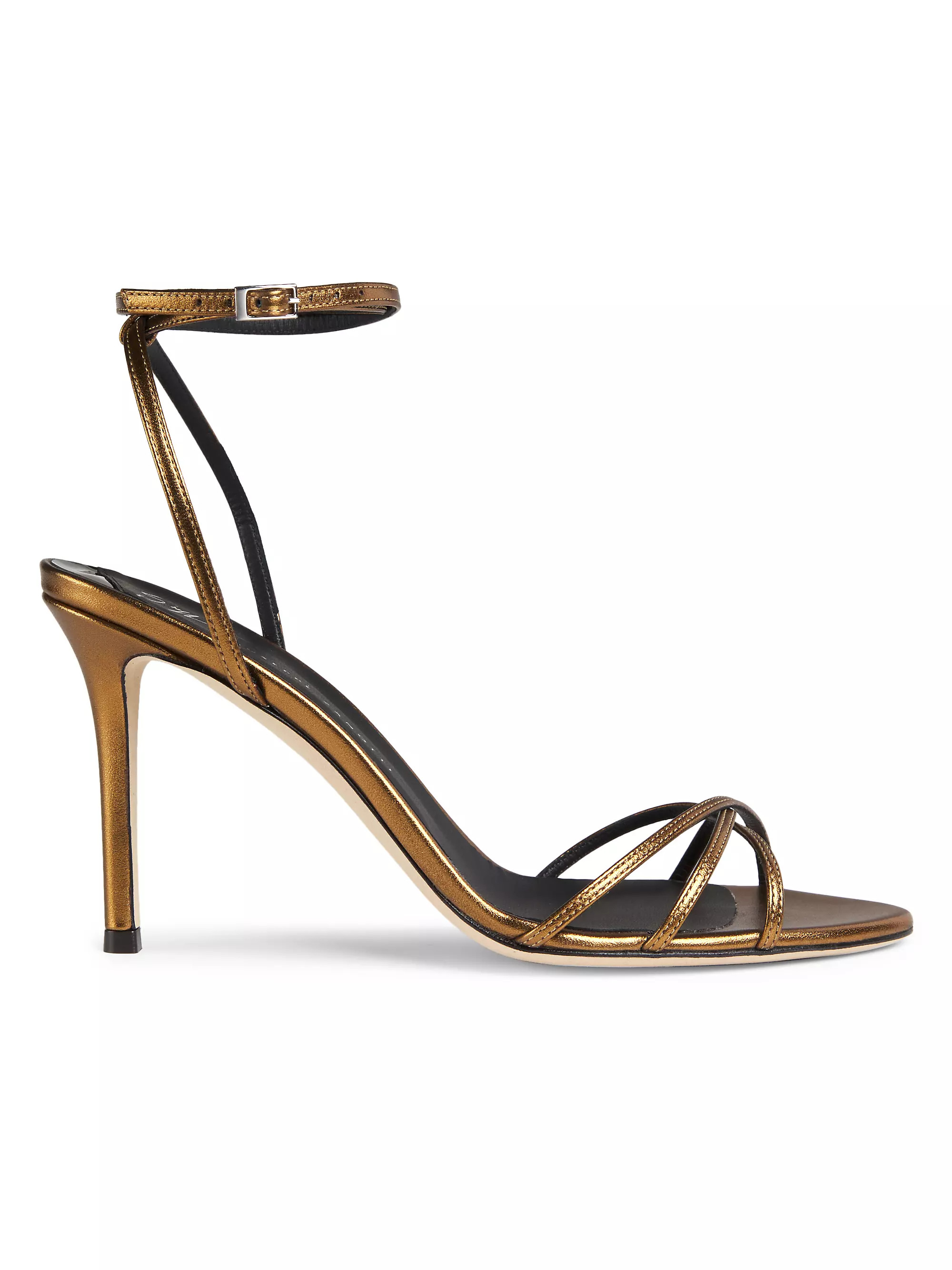 Shop Giuseppe Zanotti 90MM Metallic Leather Sandals | Saks Fifth Avenue | Saks Fifth Avenue