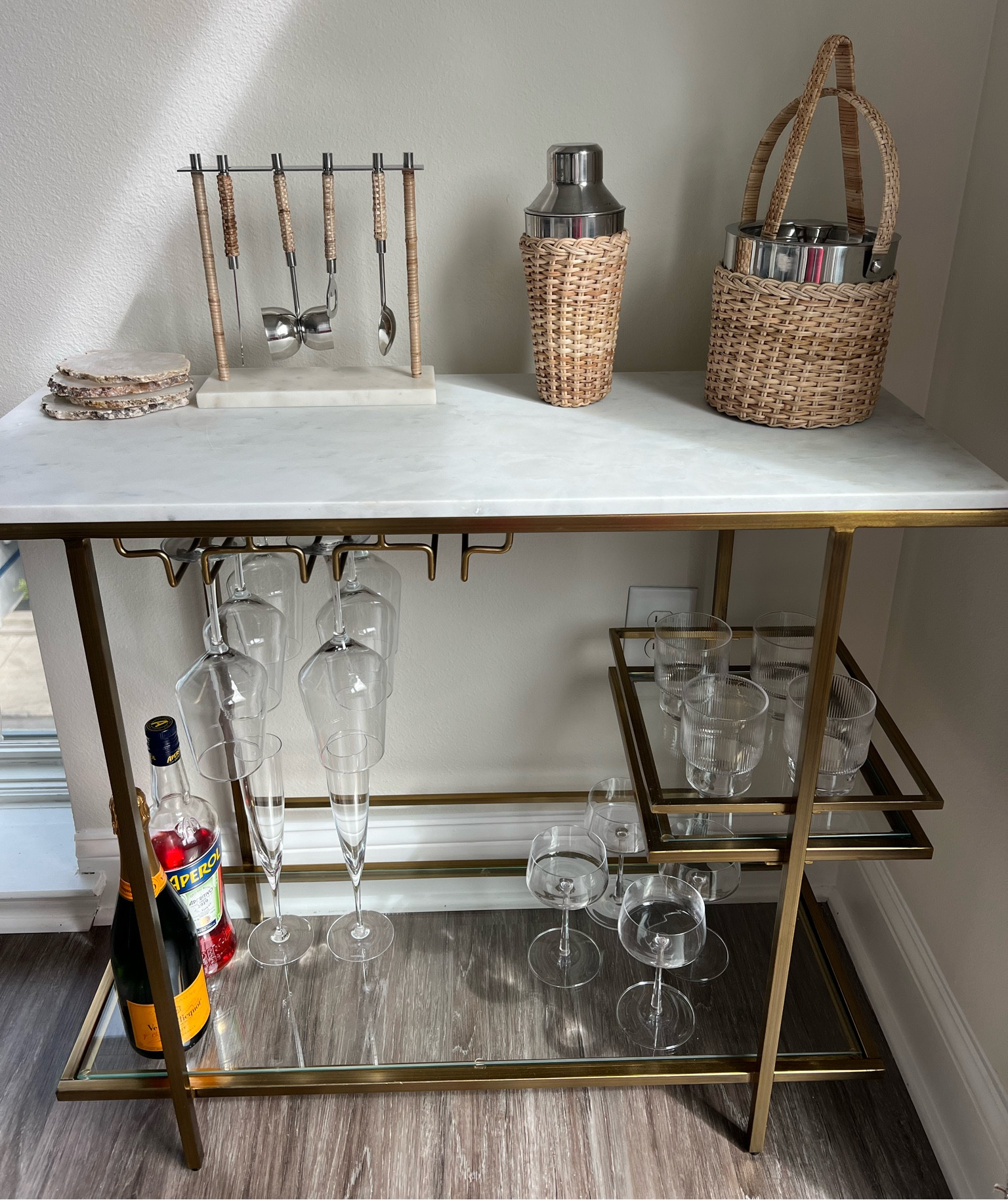 The cutest bar cart setup with my favorite glassware!

#LTKhome #LTKGiftGuide #LTKstyletip
