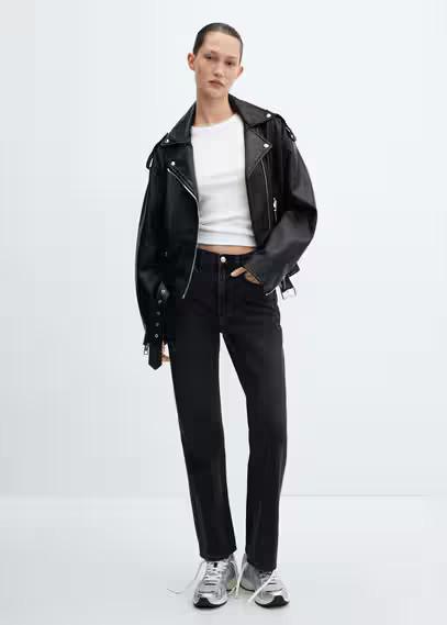 Leather-effect biker jacket -  Women | Mango USA | MANGO (US)