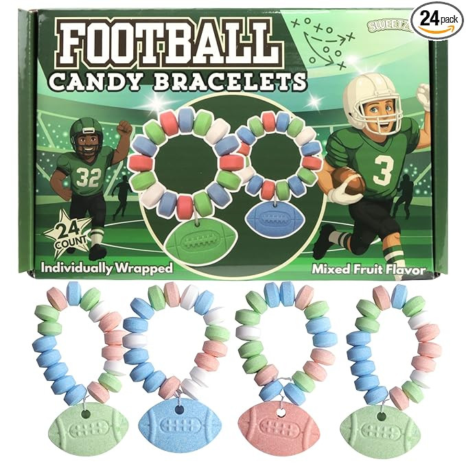 Football Candy Bracelets, Sports Themed Edible Jewelry, Individually Wrapped Team Party Favors, 2... | Amazon (US)