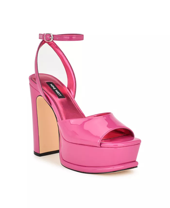 Nine West Women's Platt Tapered Heel Square Toe Dress Sandals - Macy's | Macy's