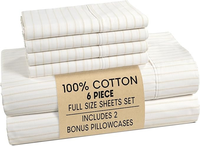 Casa Platino Sheets Full Size Bed Set – 100% Cotton Sheet Set Full Crisp Percale Weave with 4 P... | Amazon (US)