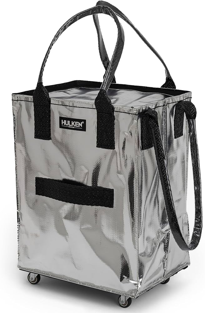 (Medium, Silver) Reusable Grocery Bag On Wheels, Shopping Trolley, Rolling Tote, Zipper Closure, ... | Amazon (US)