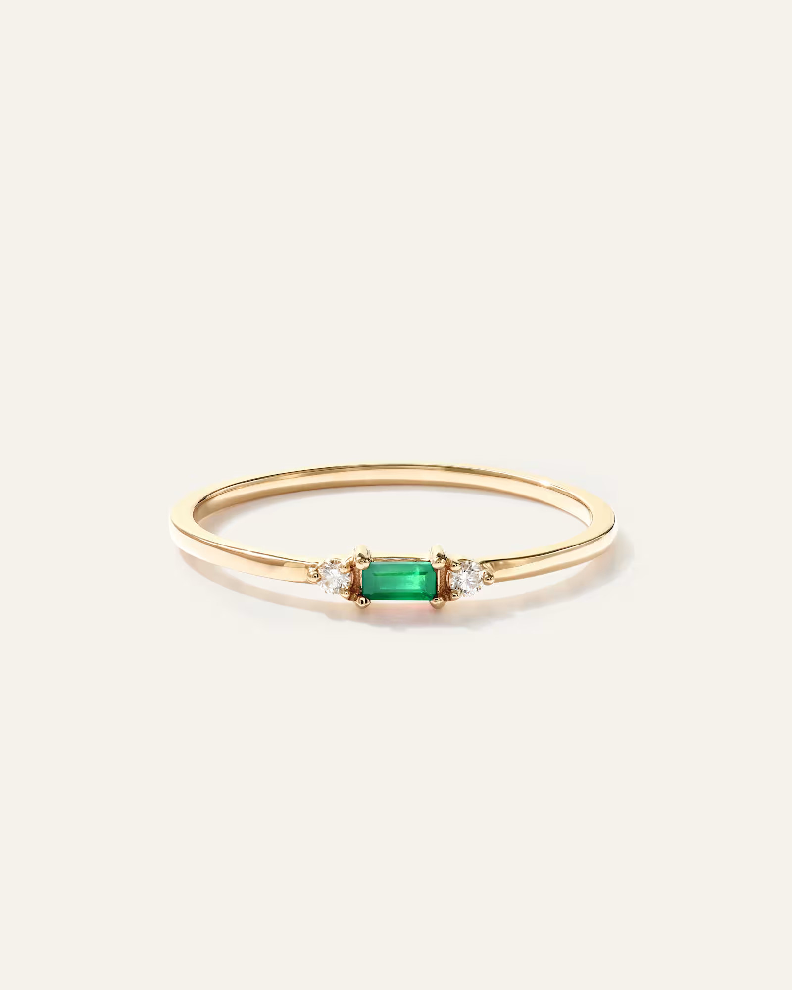 14k Gold Baguette Gemstone with Diamonds Ring | Quince