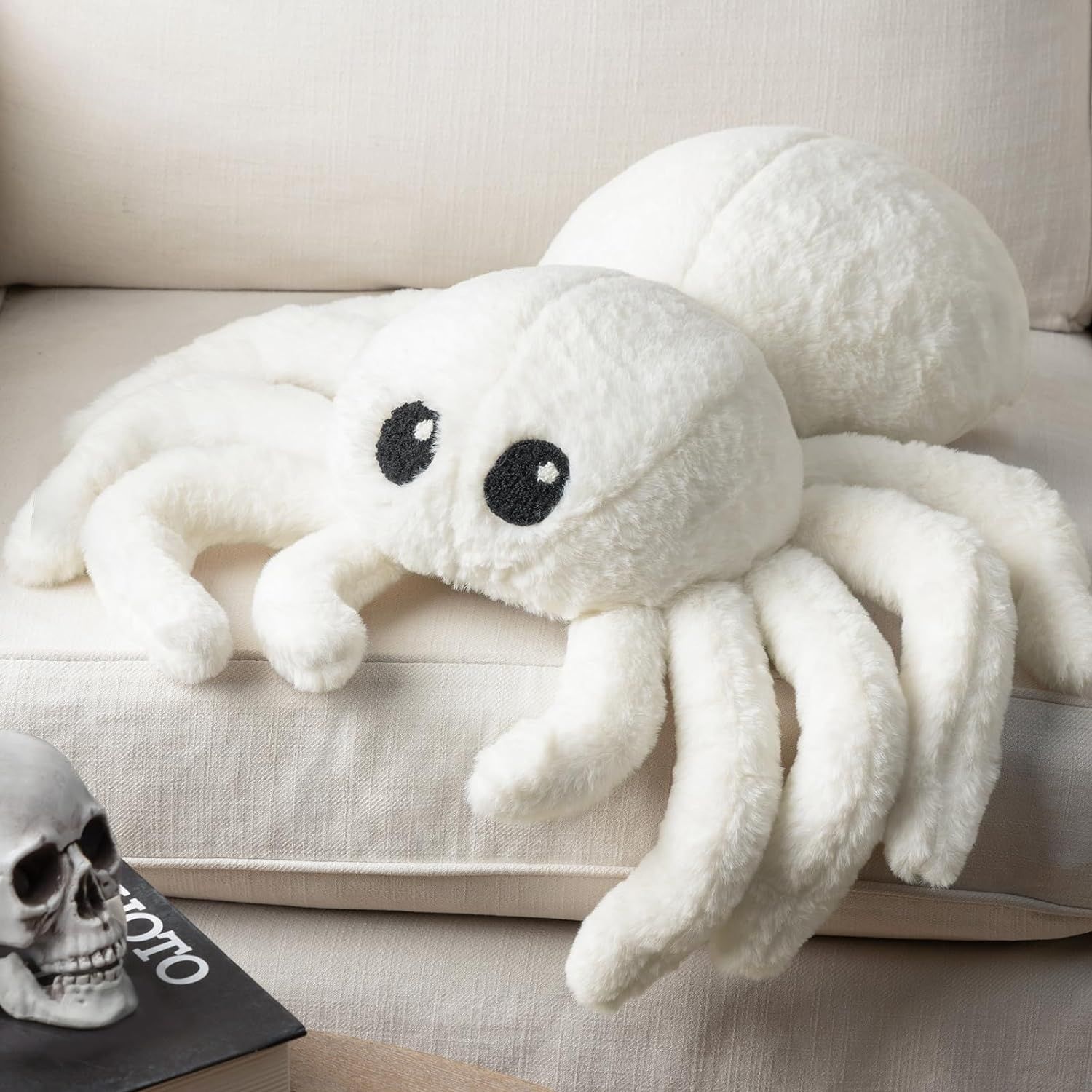 Phantoscope Happy Halloween Spider Shaped Throw Pillow, Faux Fur Fluffy Tarantula Shaped Hallowee... | Amazon (US)