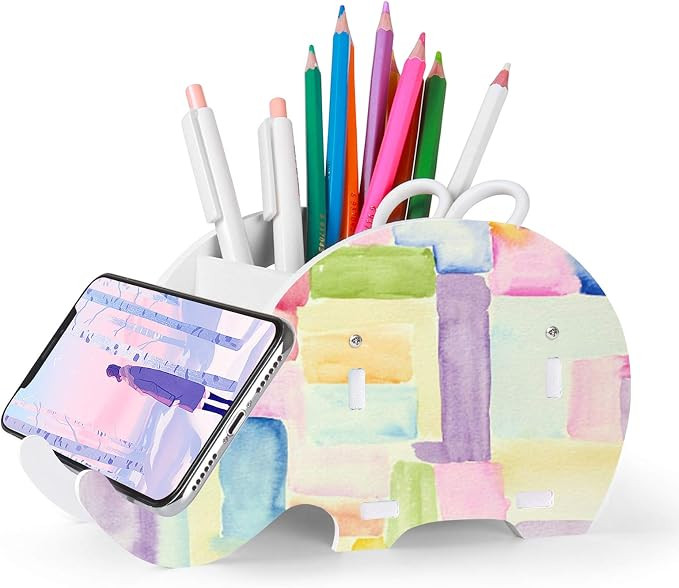 MOKANI Desk Supplies Organiser, Cute Elephant Pencil Holder Multifunctional Office Accessories wi... | Amazon (US)