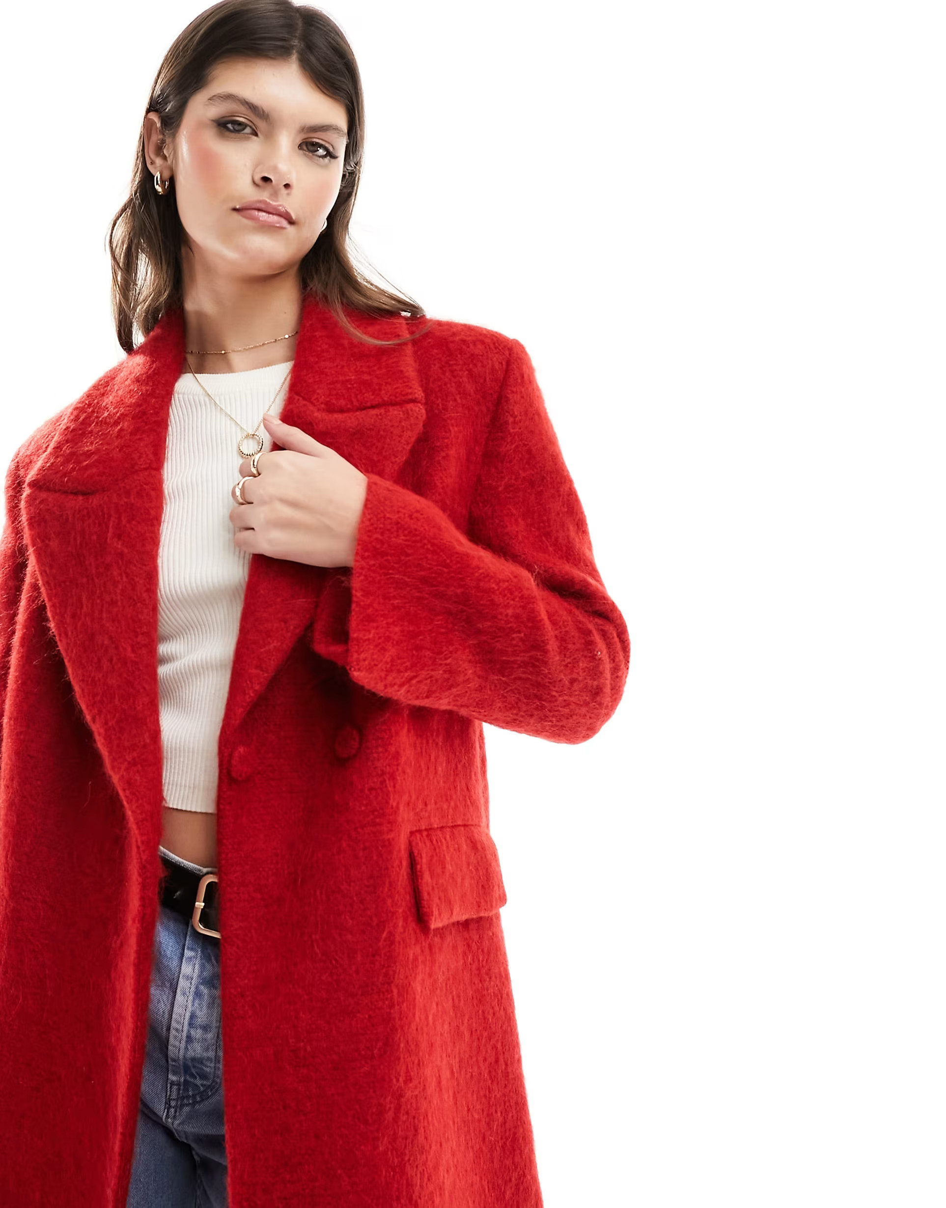 Mango premium wool coat in red | ASOS (Global)