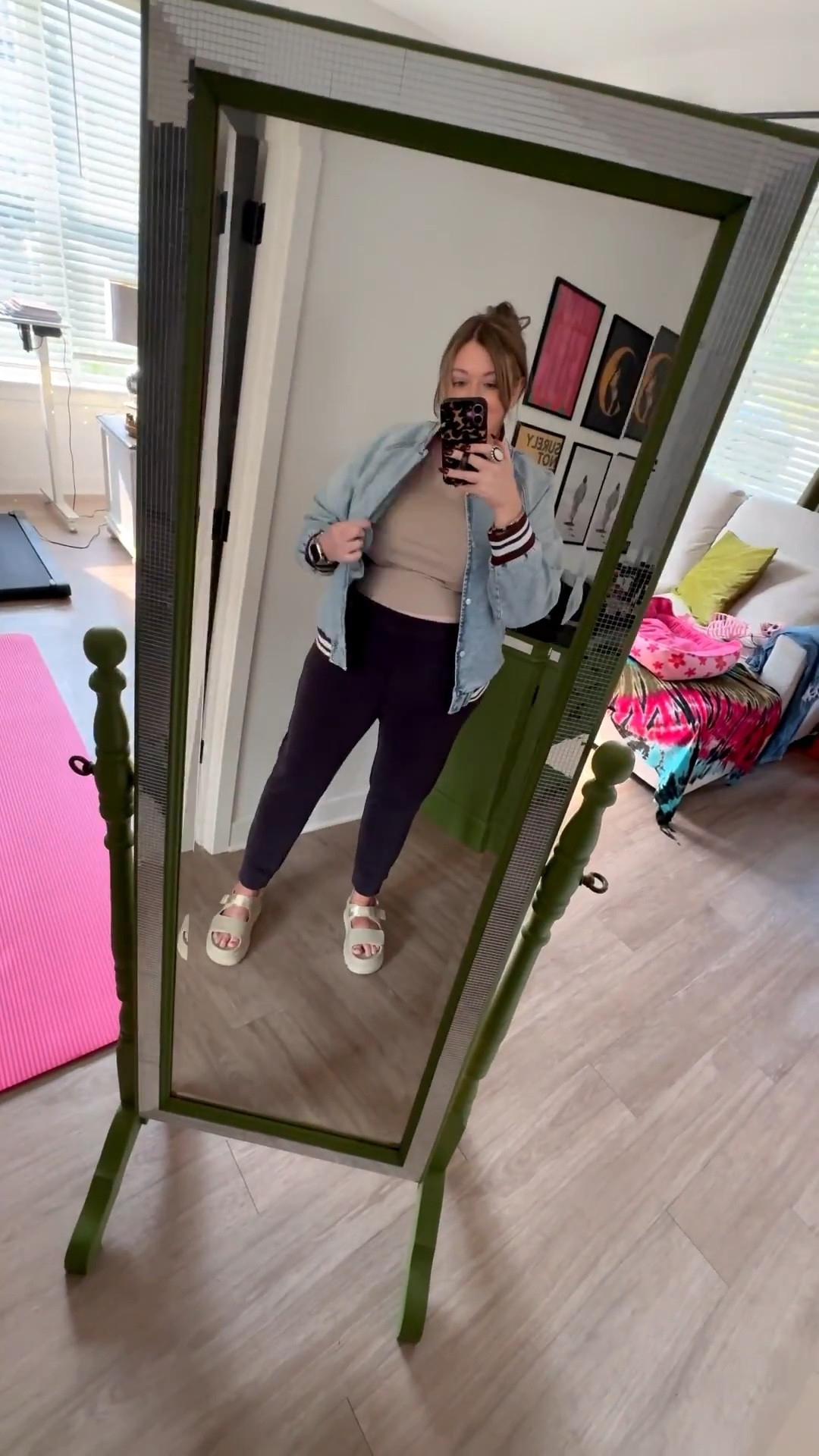 I am loving my new denim jacket from target. It reminds me of the 90s varsity jackets that I used to wear. These pants are such a good dupe of the Spanx air essentials for a fraction of the cost. This outfit is so comfy. I’m definitely going to be wearing this denim jacket all fall.  #target #targetfinds #fallfashion 

#LTKTravel #LTKSeasonal #LTKMidsize