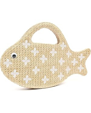 Herald Fish Shaped Straw Woven Purse for Women, Summer Beach Raffia Clutch Handbag Tote Satchel | Amazon (US)