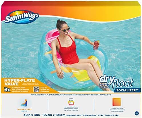 Swimways Dry Float Socializer Pool Float, Translucent Inflatable Recliner Chair for Adults with F... | Amazon (US)