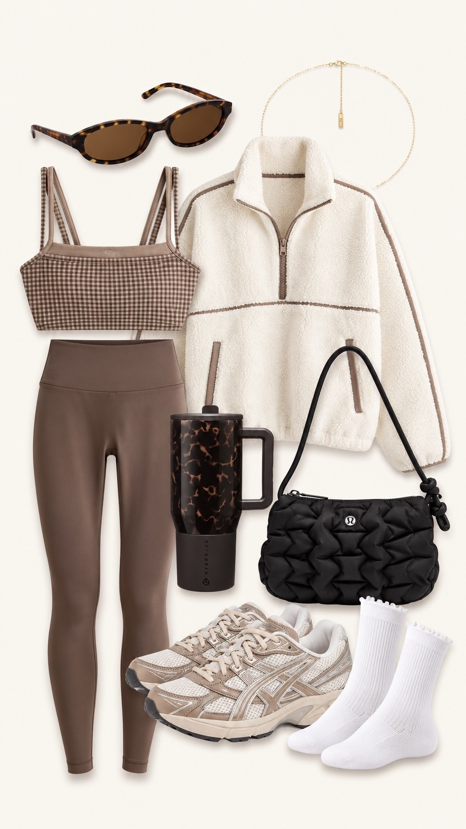 Fall Athleisure Outfit Inspo 🤎





fall athleisure outfit, cozy fall outfit, neutral fall outfit, brown athleisure outfit, fall activewear, cozy athleisure, casual fall outfit, fall outfit inspo, neutral outfit inspo, brown and cream outfit, sporty fall outfit, elevated athleisure, everyday fall outfit, comfy fall outfit, fall workout outfit, fall pilates outfit, pilates girl outfit, hot girl walk outfit, coffee run outfit, errands outfit, cozy girl aesthetic, clean girl outfit, neutral aesthetic, fall fashion 2026, fall trends 2026, sherpa half zip, cream sherpa pullover, brown leggings, brown sports bra, matching activewear set, gingham sports bra, ASICS sneakers, neutral ASICS sneakers, white crew socks, Lululemon crossbody bag, Lululemon quilted bag, black shoulder bag, tortoise sunglasses, gold necklace, HydroJug tumbler, mocha brown outfit, chocolate brown activewear, cream and brown outfit, fall capsule wardrobe, athleisure essentials, fall wardrobe essentials, cute workout clothes, women’s activewear, everyday athleisure, casual sporty outfit, cozy fall style, fall street style @abercrombie