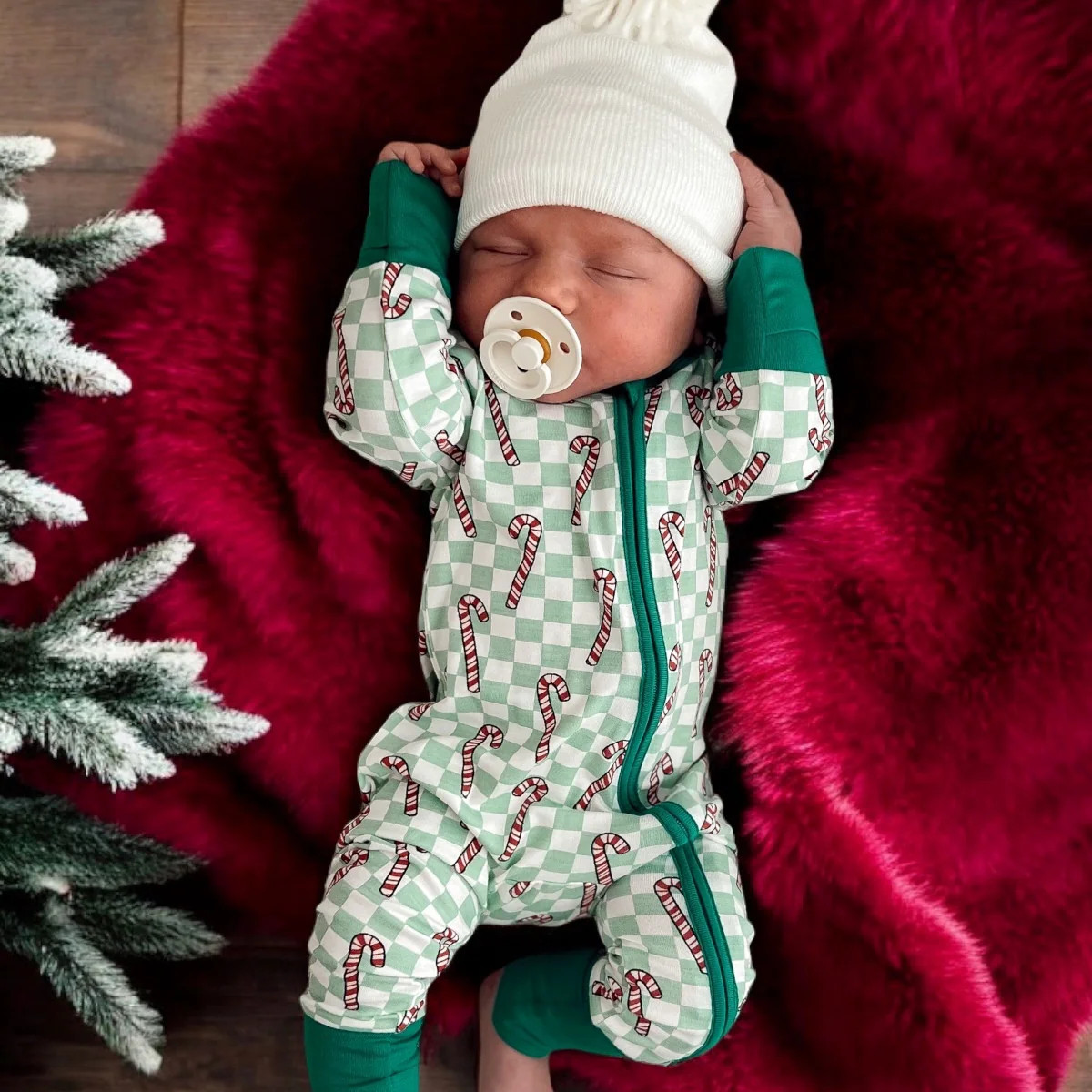 2-Way Convertible Zip Romper, Winterfresh Candy Cane | SpearmintLOVE