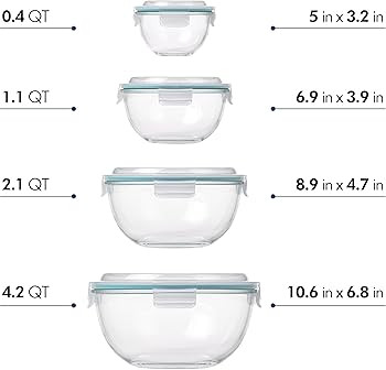 Glasslock Mixing Bowl with Latching Lids 8-Pieces Set – Airtight, Leakproof, BPA Free Lids, Nes... | Amazon (US)