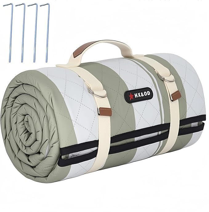 HX&OD Outdoor Picnic Blanket Extra Large, 80''*80' Waterproof Picnic Mat with Stakes Foldable Cam... | Amazon (US)