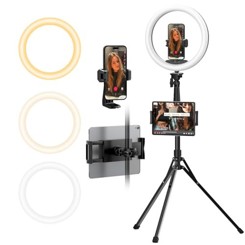 UBeesize 12" Ring Light with 74" Extendable Tripod Stand & iPad, Phone Holder, LED Circle Light with Phone,Tablet Holder for Video Recording, Photography, Live Stream, Makeup, Webcam, TikTok, YouTube | Amazon (US)