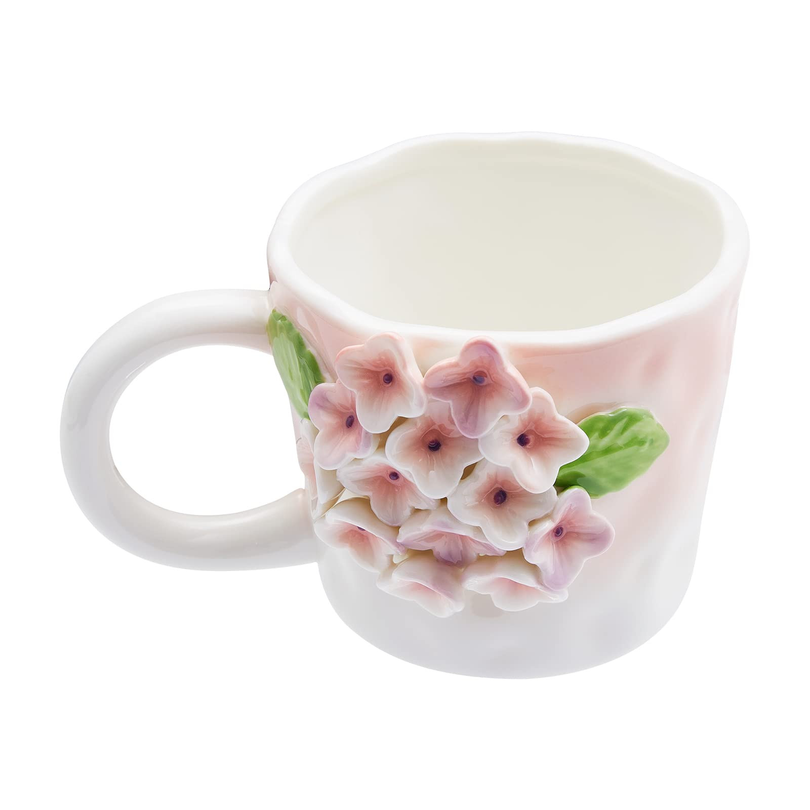 3D Flower Coffee Mug Pink Hydrangea Ceramic Cup,12 oz Cute Handmade Mugs,Christmas Birthday Surpr... | Amazon (US)