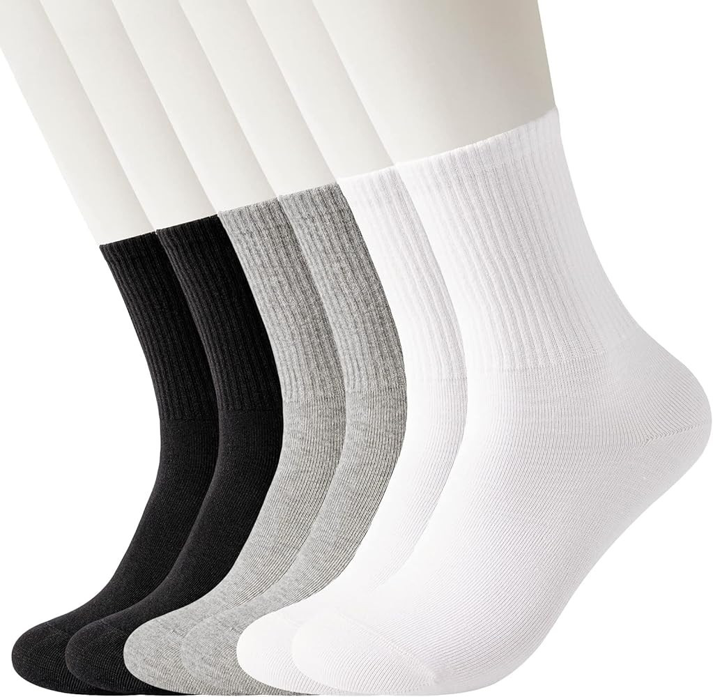 J-BOX Womens Cotton Crew Socks, Thin Soft Comfort Breathable Dress Socks, Above Ankle Crew Socks ... | Amazon (US)