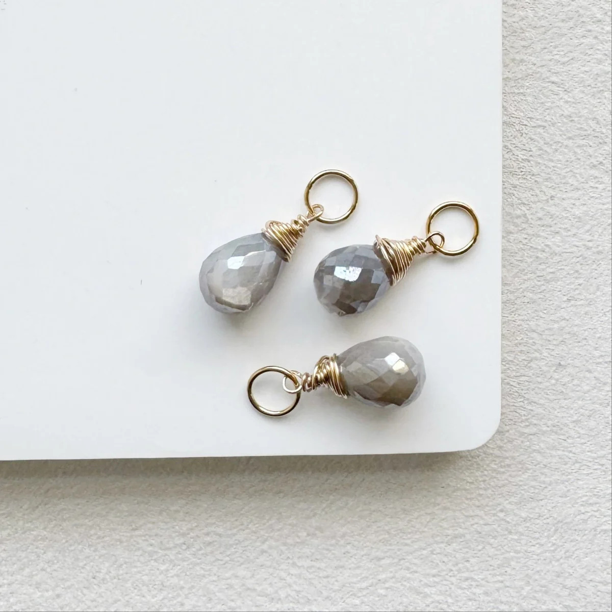 Gray Moonstone Drop Bijou Charm | Sarah Cornwell Jewelry